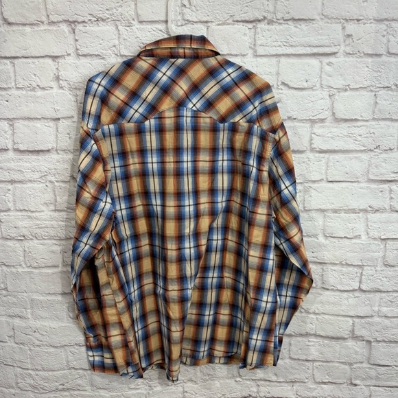 VTG Wrangler Wrancher Mens XXL Western Pearl Snap Button Down Plaid Long Sleeve - Picture 6 of 7